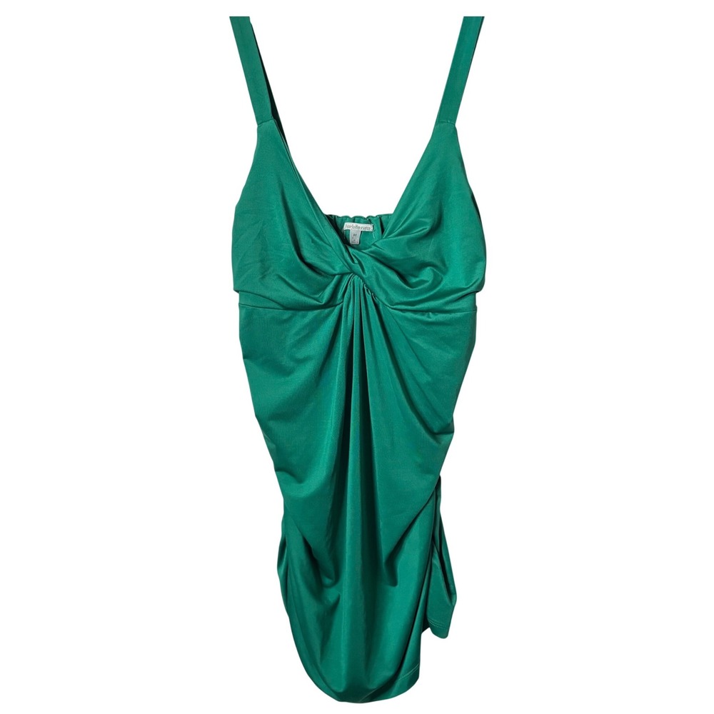 Y2K Charlotte Russe Ruched Top Womens M Green Stretch Night Out Clubwear